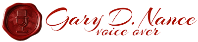 Gary D Nance Voice Over with a red wax seal with a microphone pressed into it